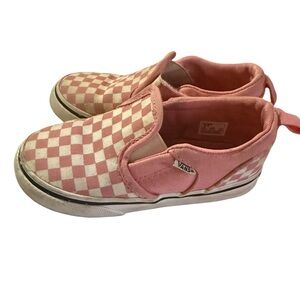 Vans Toddler Girl's Asher V Checkerboard Pink/White‎ Skate Shoes sz 8.5